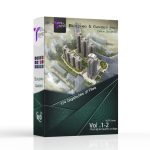 مجموعه طراحی لایه باز باغ و نمای ساختمان