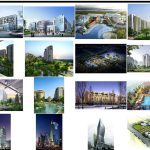 مجموعه طراحی لایه باز باغ و نمای ساختمان